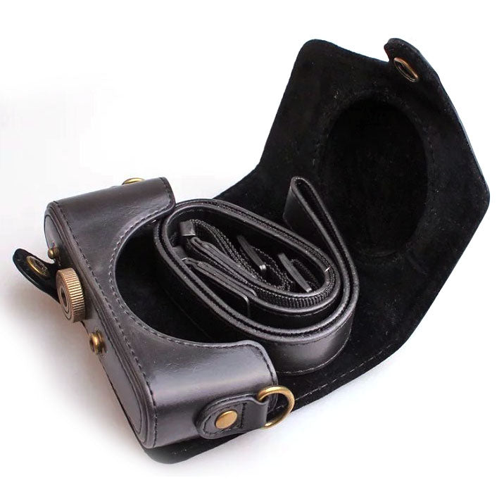 PU Leather Camera Protective Case with Shoulder Strap for Canon SX720/ SX700/ SX730/ SX740 HS - Black