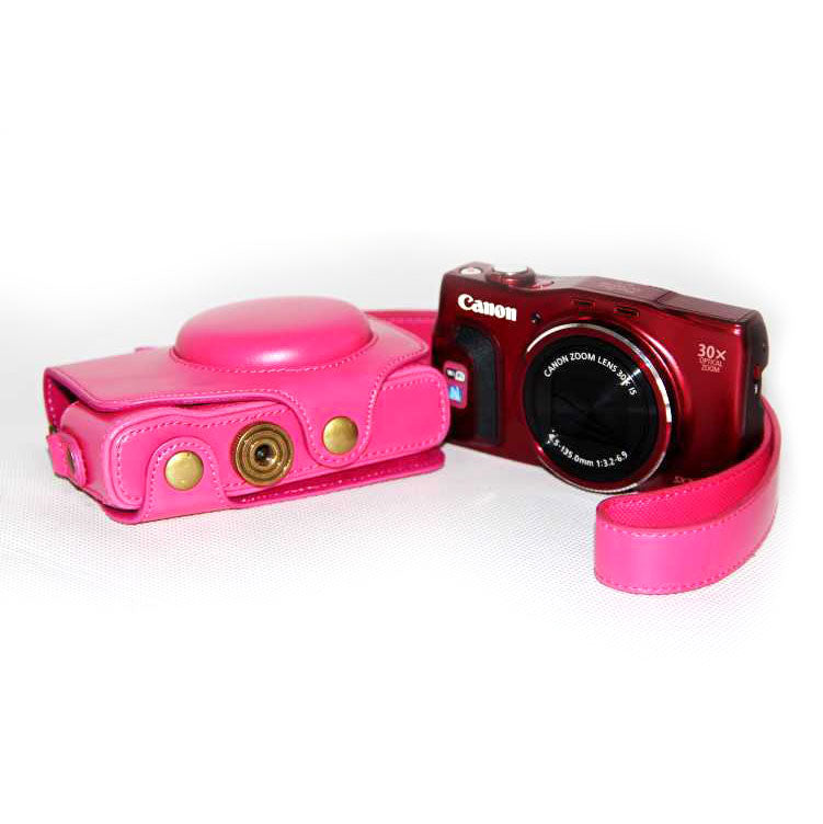 PU Leather Camera Protective Bag with Shoulder Strap for Canon SX720/ SX700/ SX730/ SX740 HS - Rose