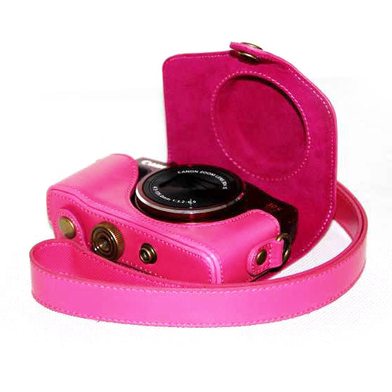 PU Leather Camera Protective Bag with Shoulder Strap for Canon SX720/ SX700/ SX730/ SX740 HS - Rose