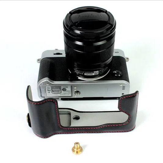 Protective PU Leather Half Camera Case Bag Cover for Fujifilm XT10 / XT20 Camera - Black