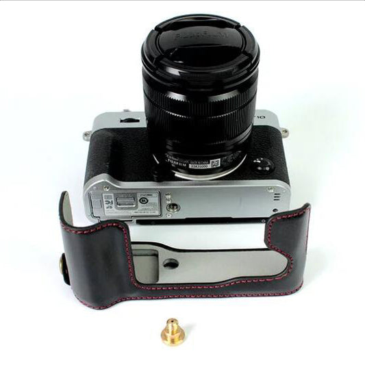 Protective PU Leather Half Camera Case Bag Cover for Fujifilm XT10 / XT20 Camera - Black