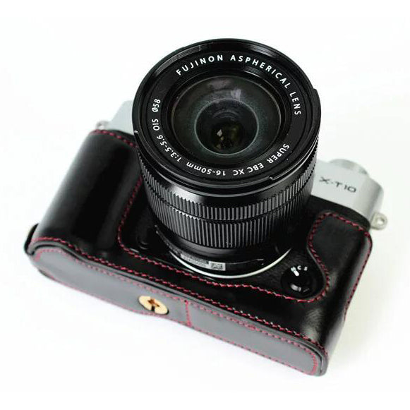 Protective PU Leather Half Camera Case Bag Cover for Fujifilm XT10 / XT20 Camera - Black