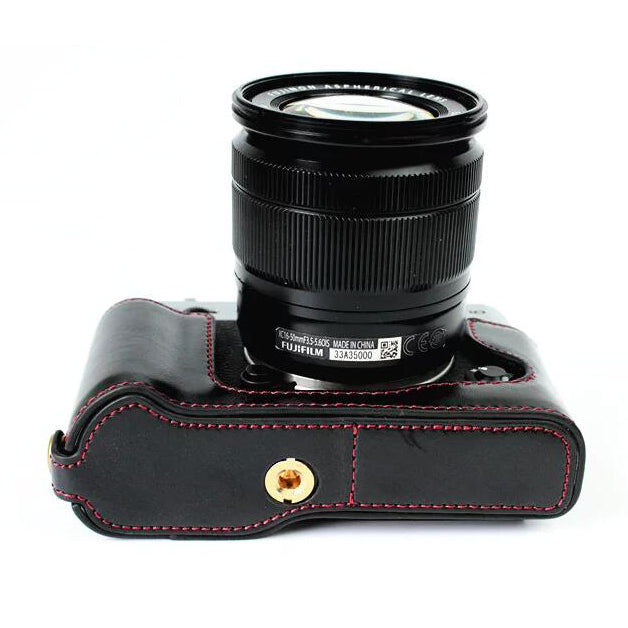 Protective PU Leather Half Camera Case Bag Cover for Fujifilm XT10 / XT20 Camera - Black