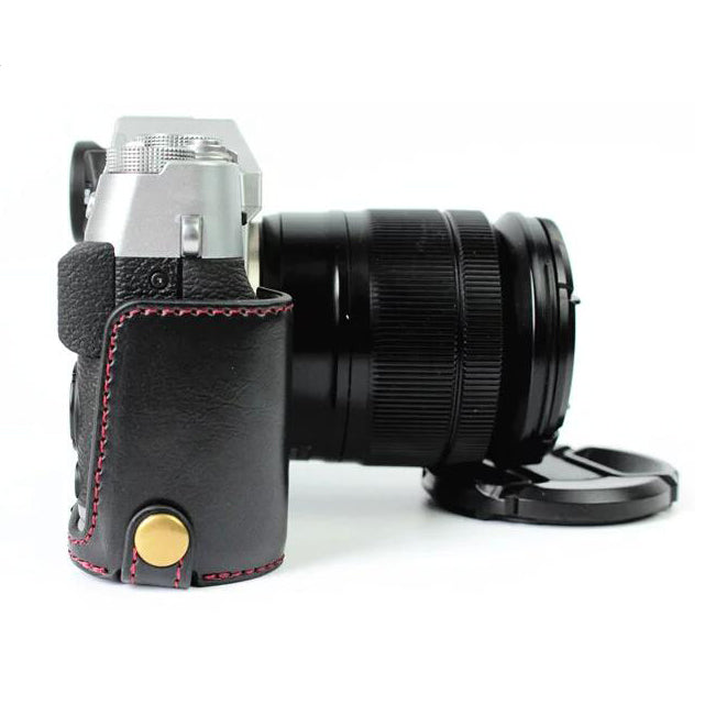 Protective PU Leather Half Camera Case Bag Cover for Fujifilm XT10 / XT20 Camera - Black