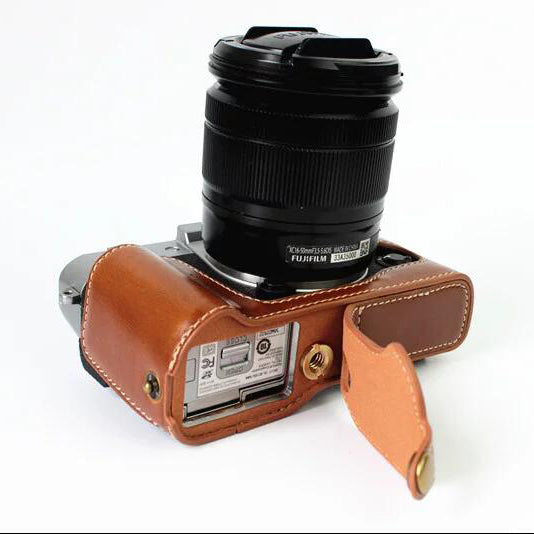 PU Leather Half Bottom Camera Case Cover Protector for Fujifilm XT10 / XT20 Camera - Brown