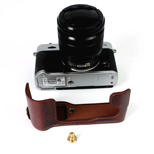 PU Leather Half Case Bottom Protective Bag Cover for Fujifilm XT10 / XT20 Camera - Coffee
