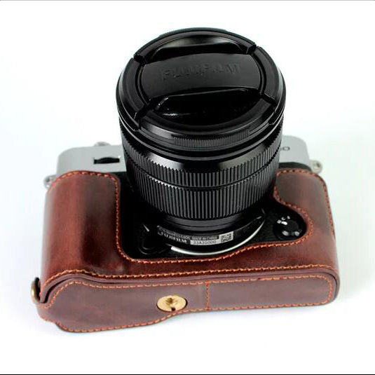 PU Leather Half Case Bottom Protective Bag Cover for Fujifilm XT10 / XT20 Camera - Coffee