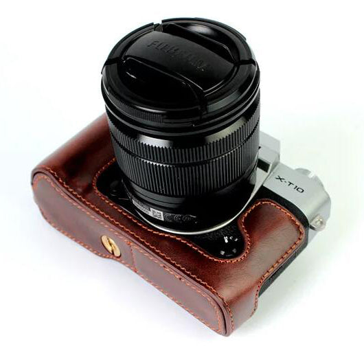 PU Leather Half Case Bottom Protective Bag Cover for Fujifilm XT10 / XT20 Camera - Coffee