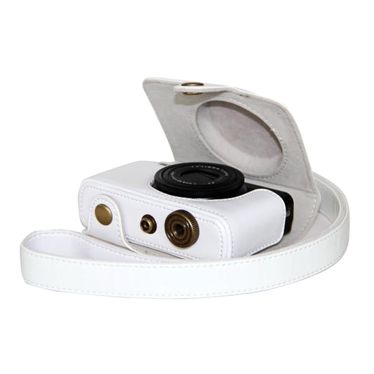 Protective Leather Camera Cover with Shoulder Strap for Fujifilm XQ1/XQ2 - White