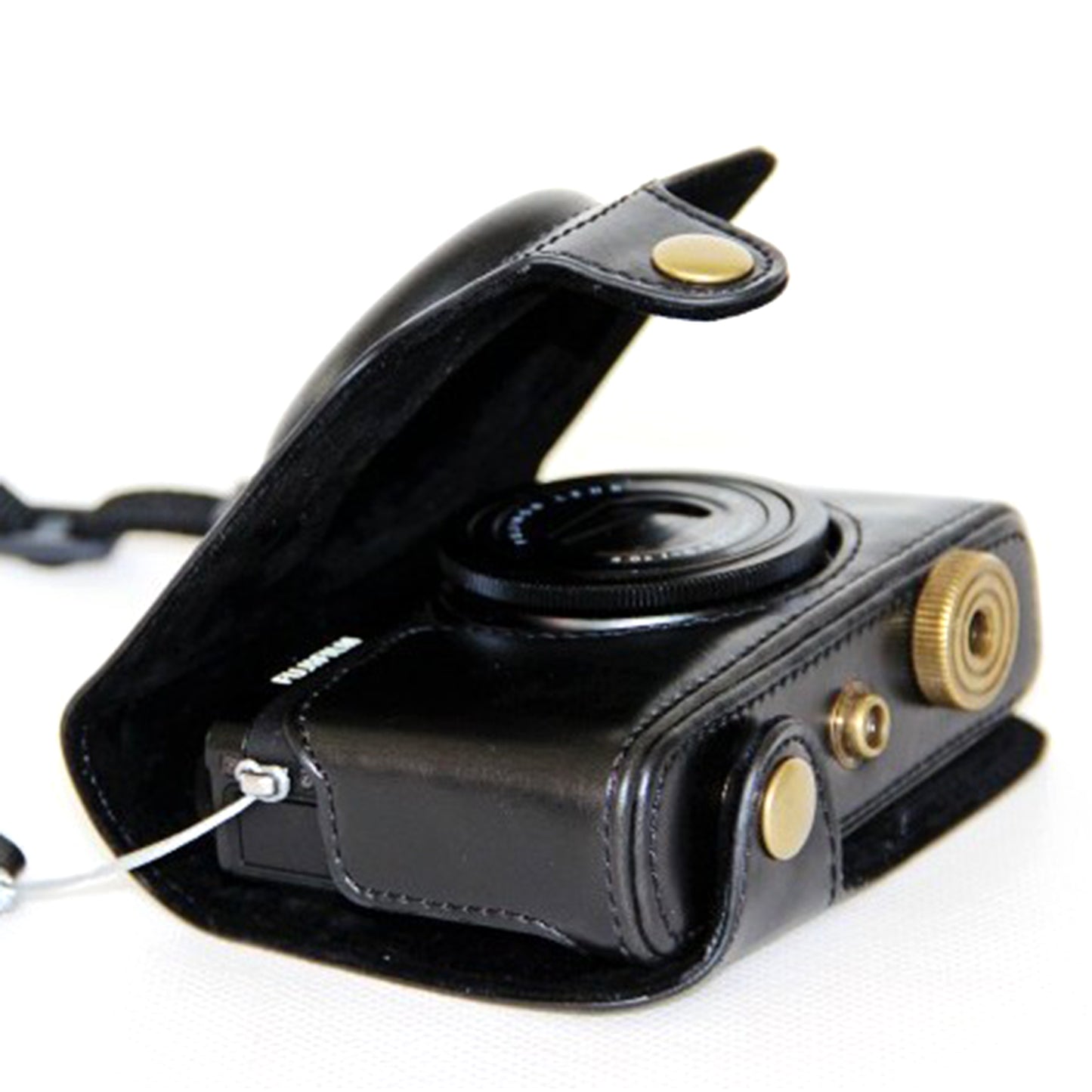 Protective Leather Camera Shell with Shoulder Strap for Fujifilm XQ1/XQ2 - Black