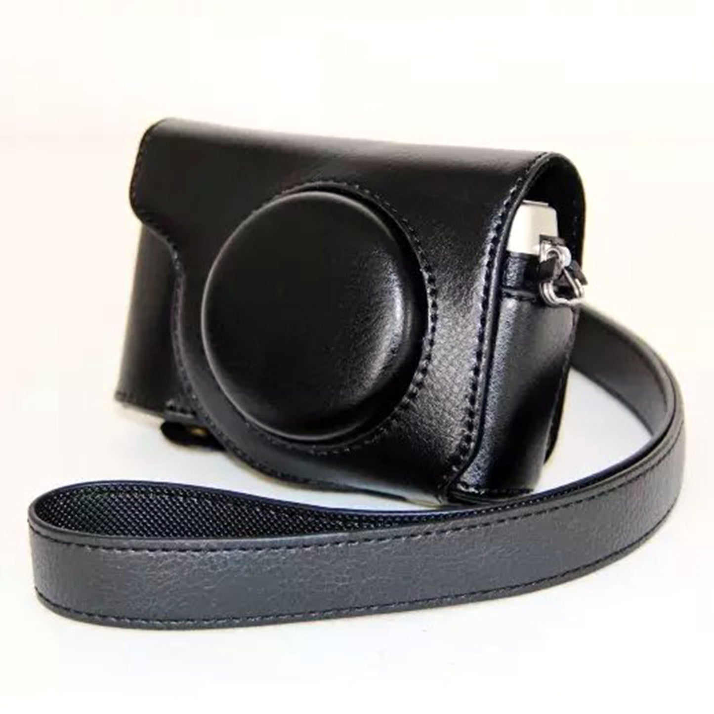 Protective Leather Camera Case with Shoulder Strap for Olympus SH-2/SH-1 - Black