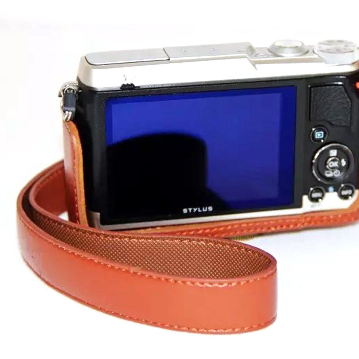 PU Leather Camera Protective Case with Shoulder Strap for Olympus SH-2/SH-1 - Brown