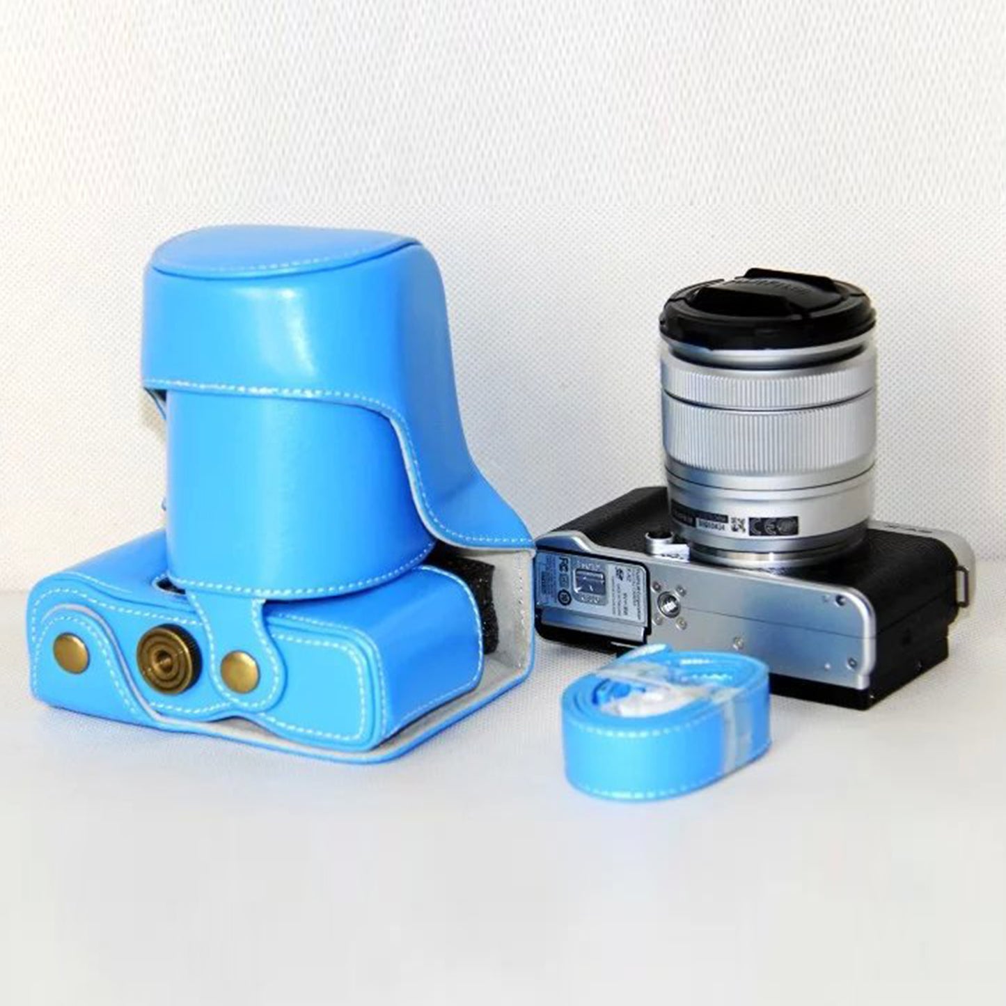 Protective Leather Camera Case with Shoulder Strap for Fujifilm XM1/XA2/XA1 - Blue