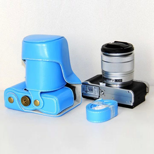 Protective Leather Camera Case with Shoulder Strap for Fujifilm XM1/XA2/XA1 - Blue