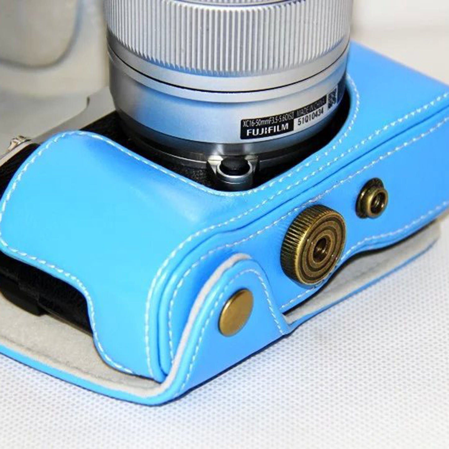 Protective Leather Camera Case with Shoulder Strap for Fujifilm XM1/XA2/XA1 - Blue
