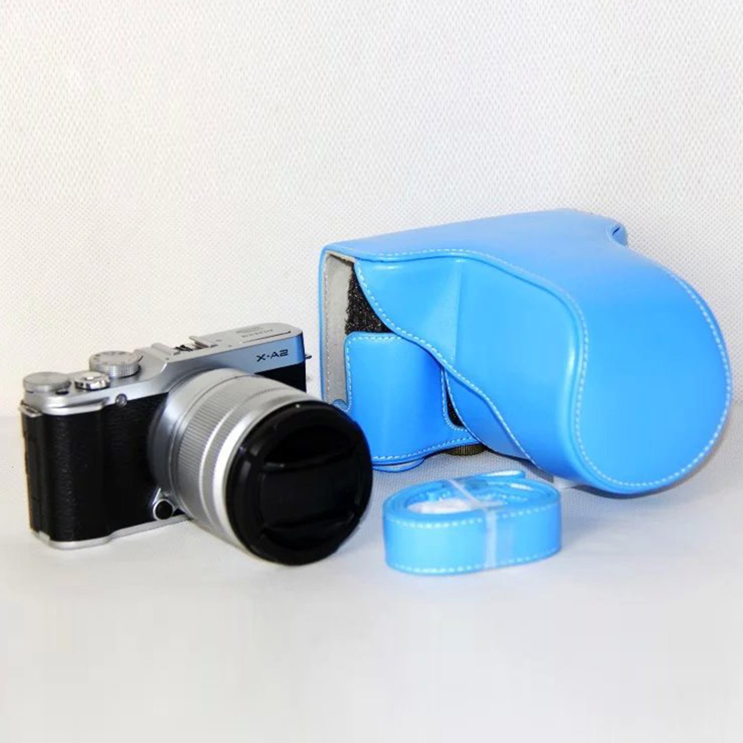 Protective Leather Camera Case with Shoulder Strap for Fujifilm XM1/XA2/XA1 - Blue