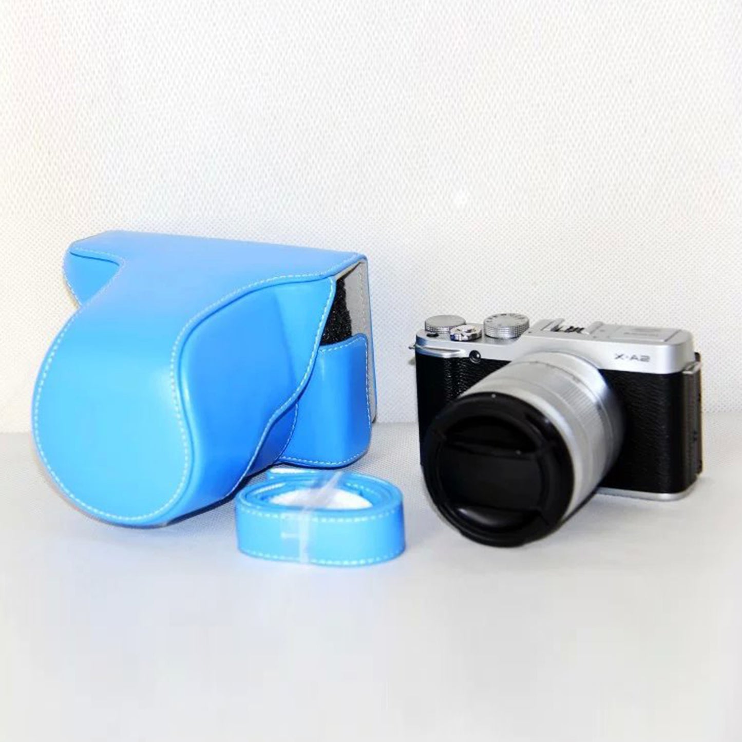 Protective Leather Camera Case with Shoulder Strap for Fujifilm XM1/XA2/XA1 - Blue