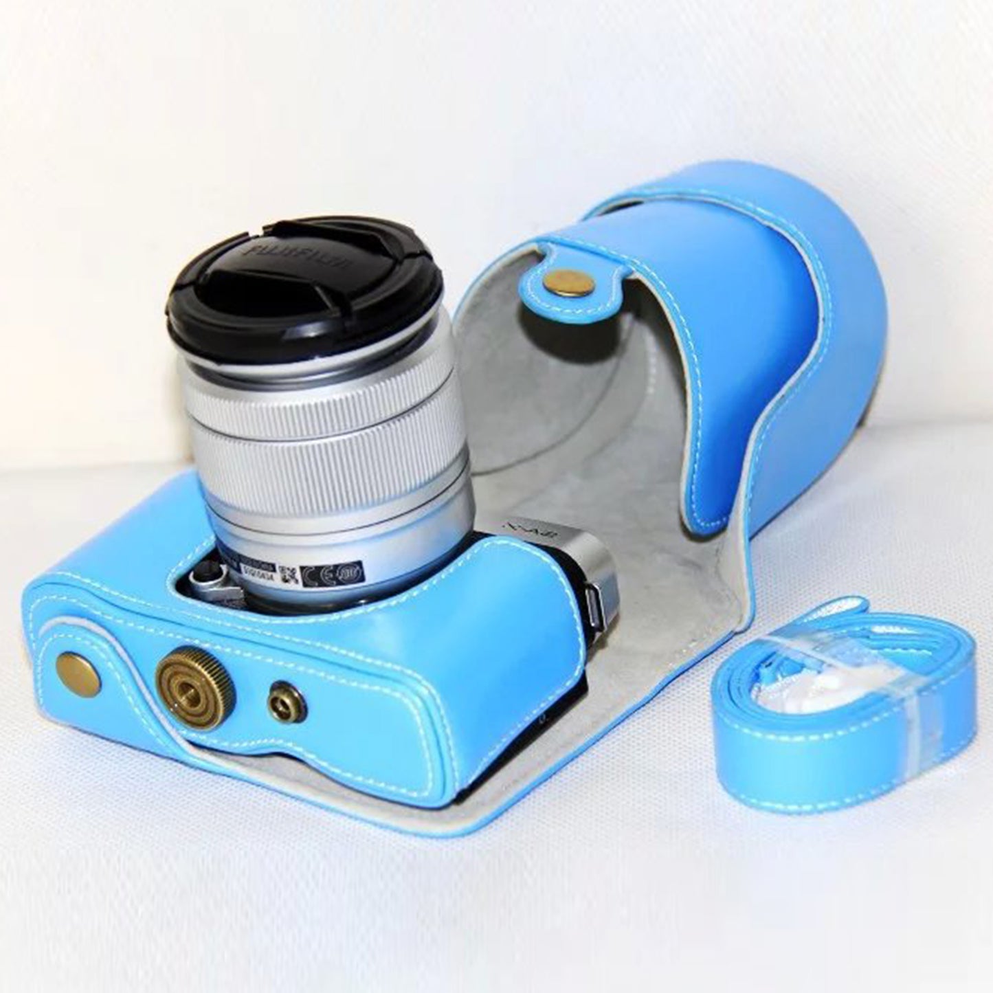 Protective Leather Camera Case with Shoulder Strap for Fujifilm XM1/XA2/XA1 - Blue