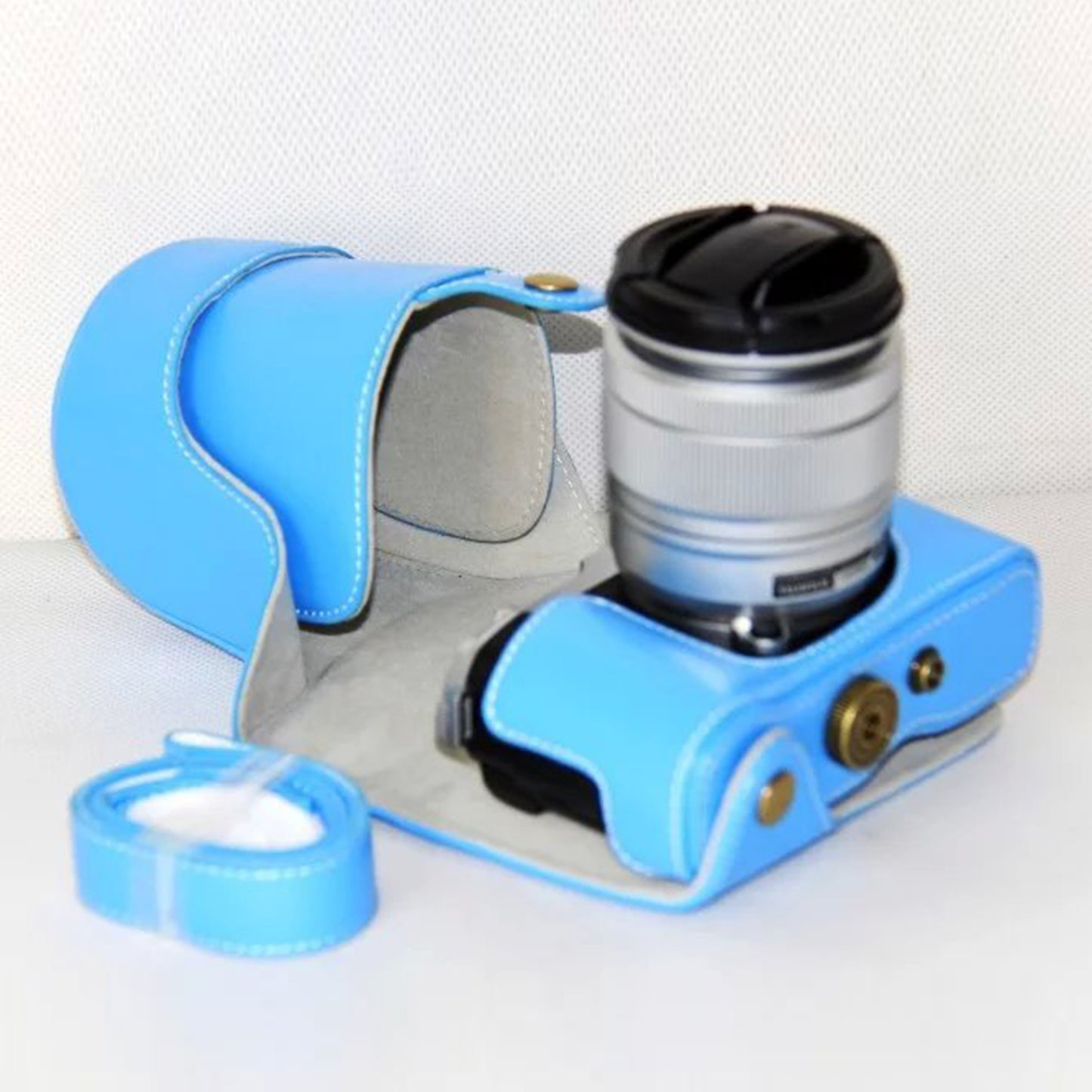 Protective Leather Camera Case with Shoulder Strap for Fujifilm XM1/XA2/XA1 - Blue