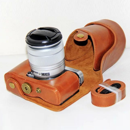 Protective Leather Camera Cover with Shoulder Strap for Fujifilm XM1/XA2/XA1 - Brown