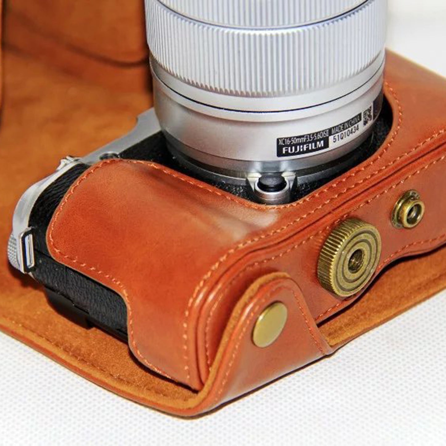 Protective Leather Camera Cover with Shoulder Strap for Fujifilm XM1/XA2/XA1 - Brown