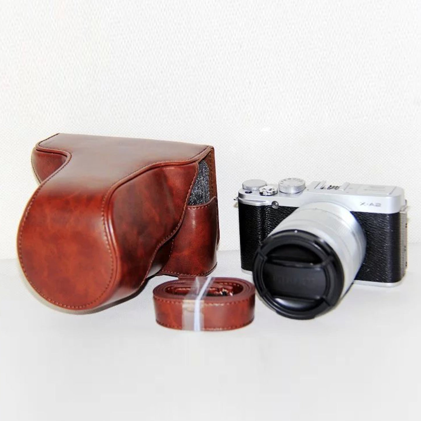 Protective Leather Camera Cover with Shoulder Strap for Fujifilm XM1/XA2/XA1 - Brown