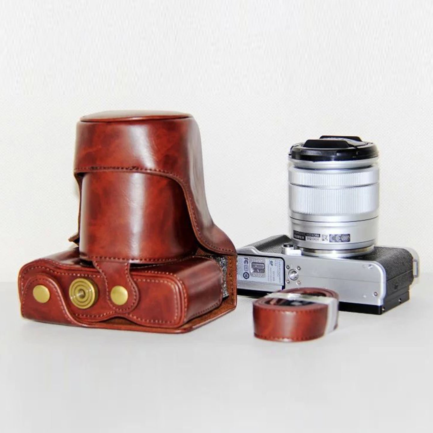 Protective Leather Camera Cover with Shoulder Strap for Fujifilm XM1/XA2/XA1 - Brown