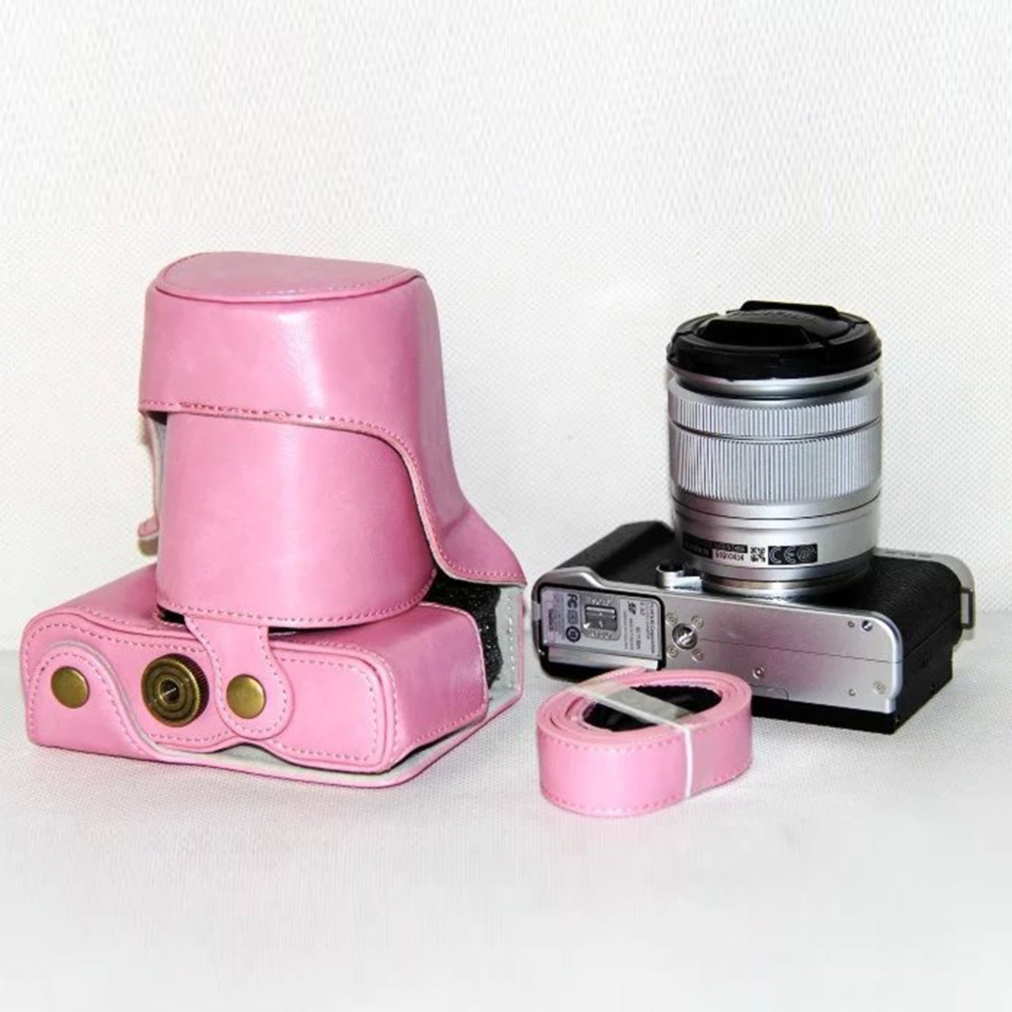 PU Leather Camera Protective Case with Shoulder Strap for Fujifilm XM1/XA2/XA1 - Pink