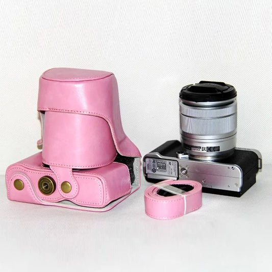 PU Leather Camera Protective Case with Shoulder Strap for Fujifilm XM1/XA2/XA1 - Pink