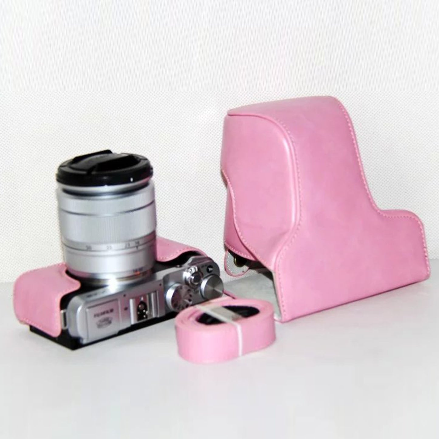 PU Leather Camera Protective Case with Shoulder Strap for Fujifilm XM1/XA2/XA1 - Pink
