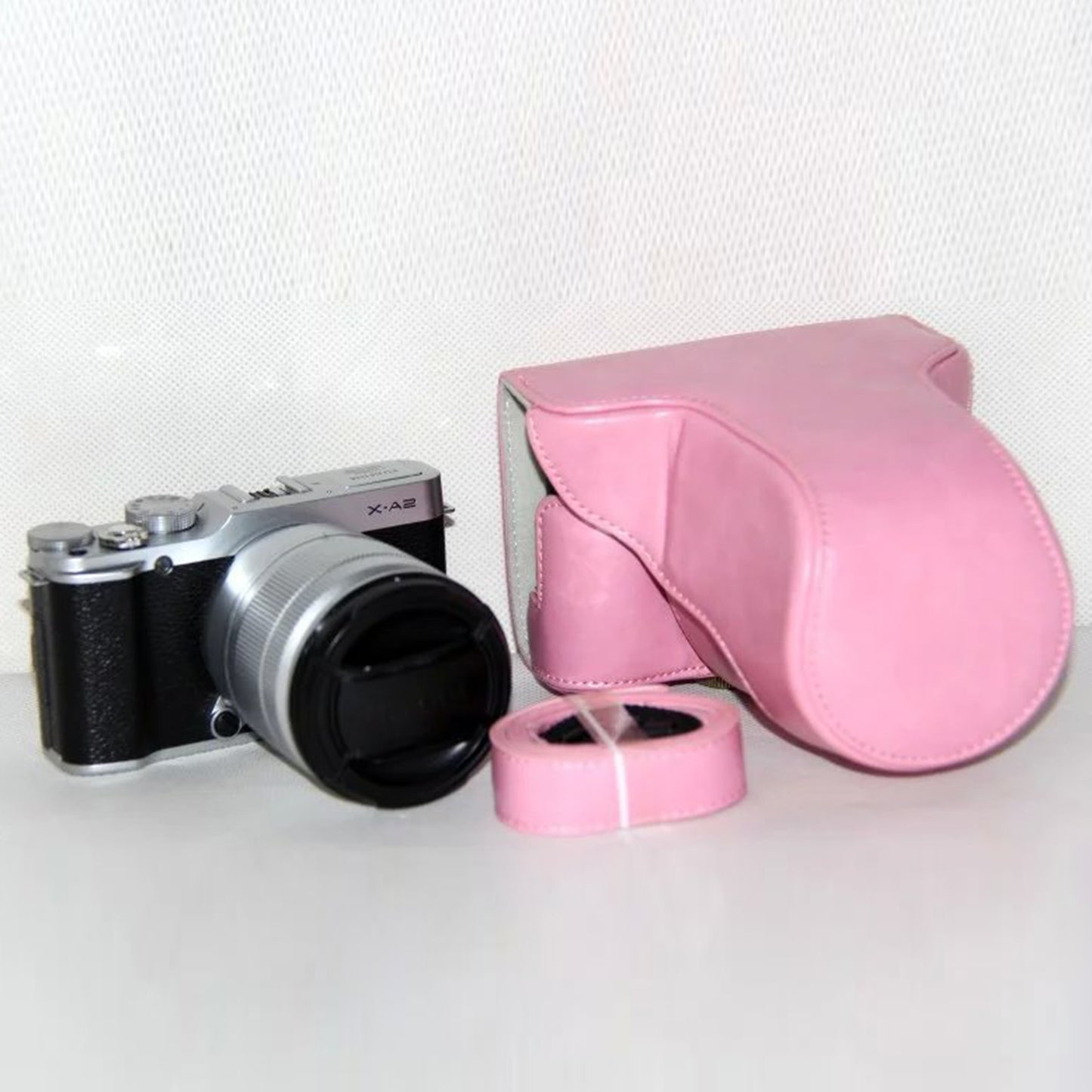 PU Leather Camera Protective Case with Shoulder Strap for Fujifilm XM1/XA2/XA1 - Pink