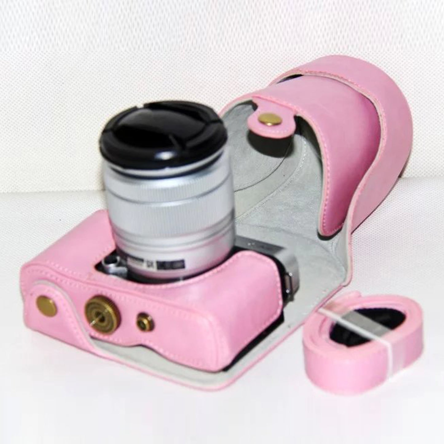 PU Leather Camera Protective Case with Shoulder Strap for Fujifilm XM1/XA2/XA1 - Pink