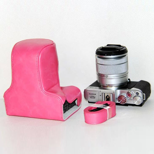 PU Leather Camera Protective Cover with Shoulder Strap for Fujifilm XM1/XA2/XA1 - Rose