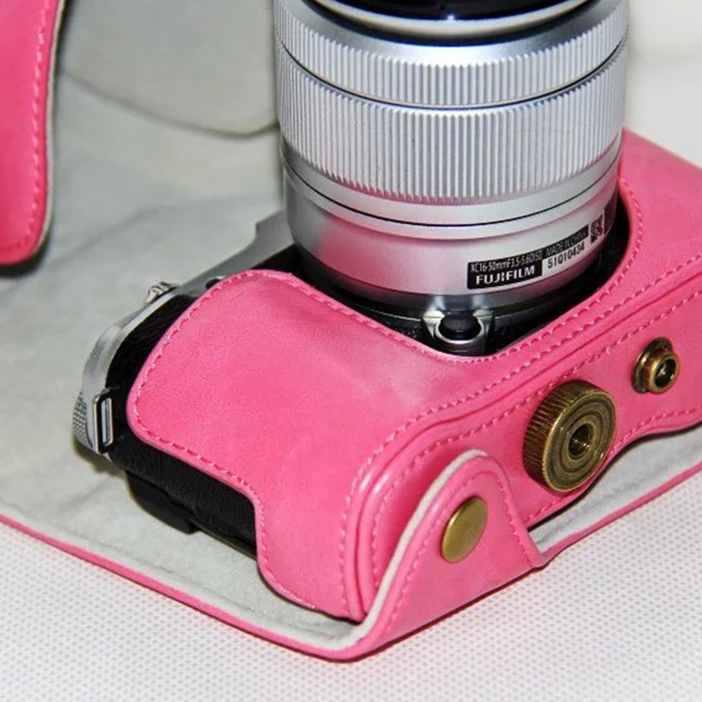 PU Leather Camera Protective Cover with Shoulder Strap for Fujifilm XM1/XA2/XA1 - Rose