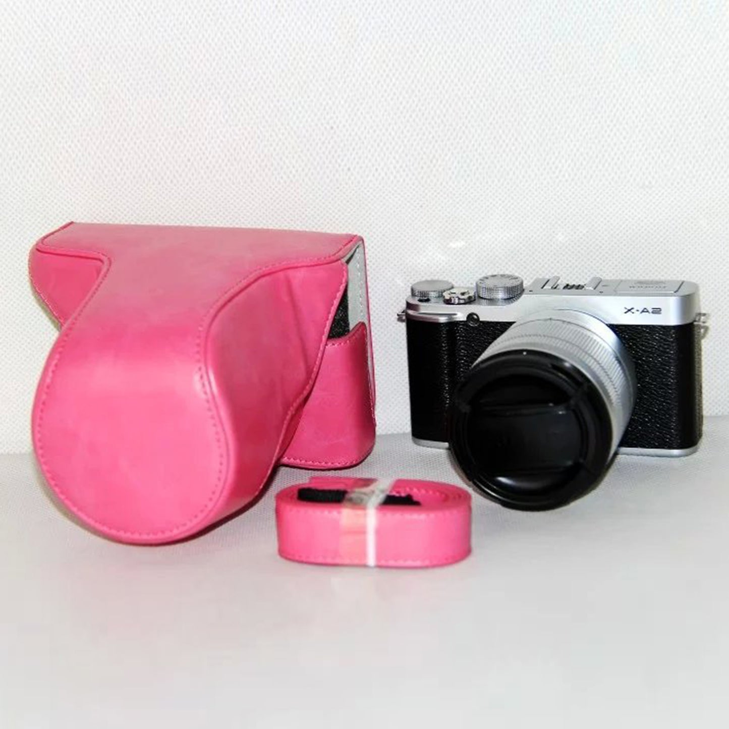 PU Leather Camera Protective Cover with Shoulder Strap for Fujifilm XM1/XA2/XA1 - Rose