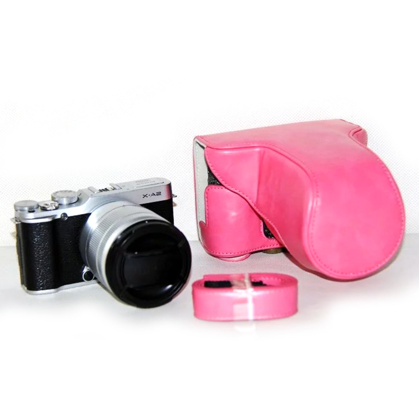 PU Leather Camera Protective Cover with Shoulder Strap for Fujifilm XM1/XA2/XA1 - Rose