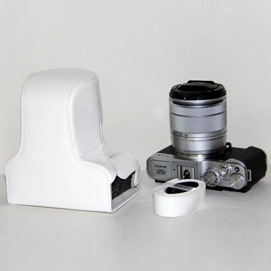 Protective Leather Camera Cover Case with Shoulder Strap for Fujifilm XM1/XA2/XA1 - White