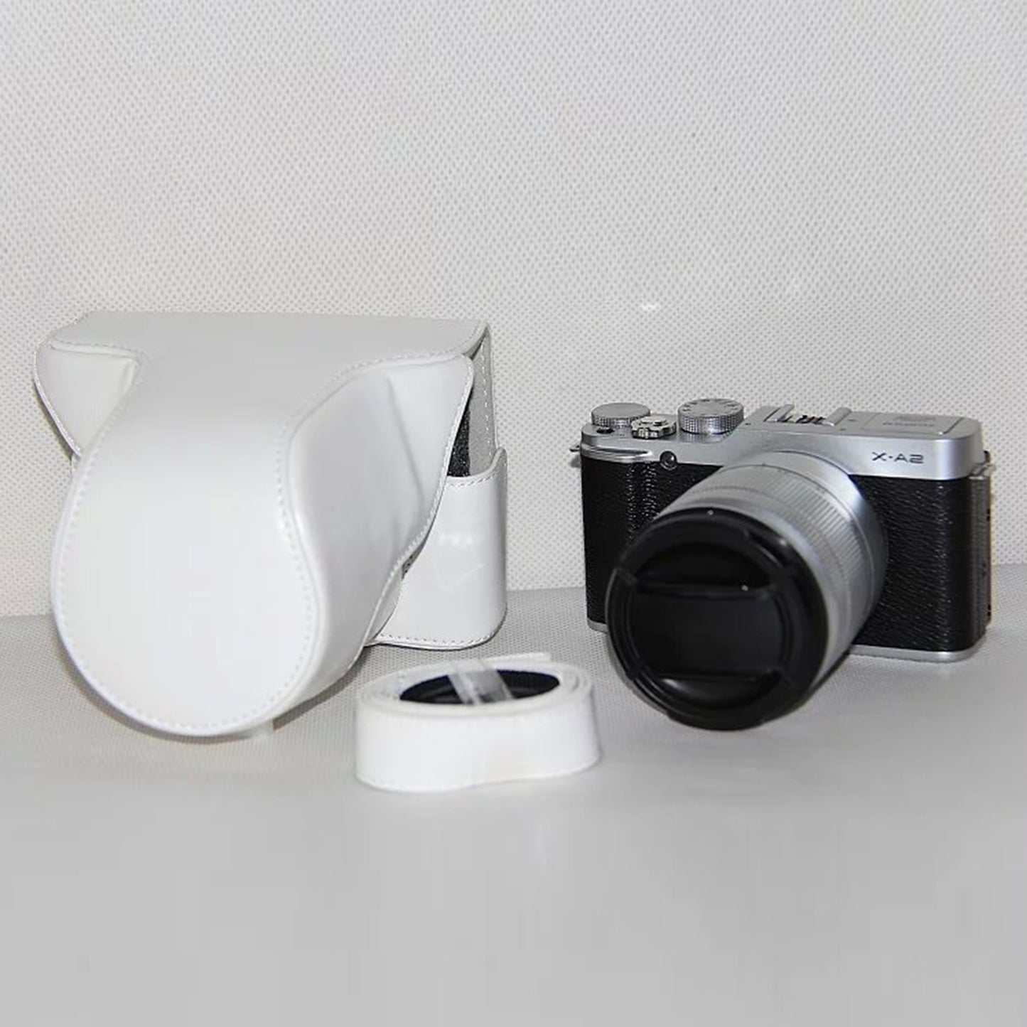 Protective Leather Camera Cover Case with Shoulder Strap for Fujifilm XM1/XA2/XA1 - White