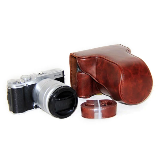 PU Leather Camera Protective Cover Case with Shoulder Strap for Fujifilm XM1/XA2/XA1 - Coffee