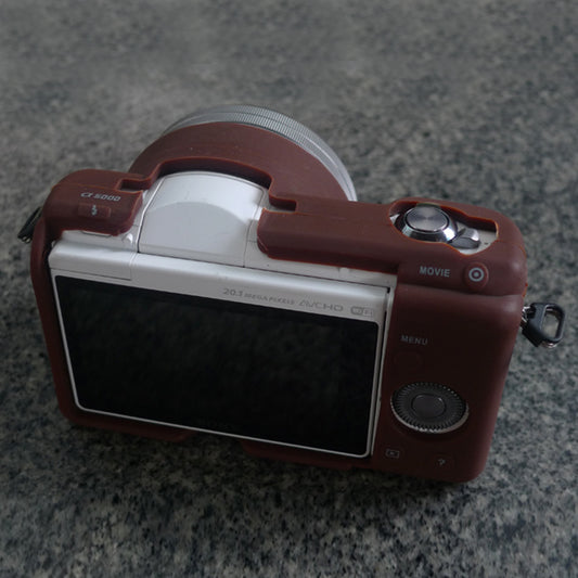 Soft Silicone Cover Protective Camera Shell for Sony A5100 ILCE-5000 - Coffee