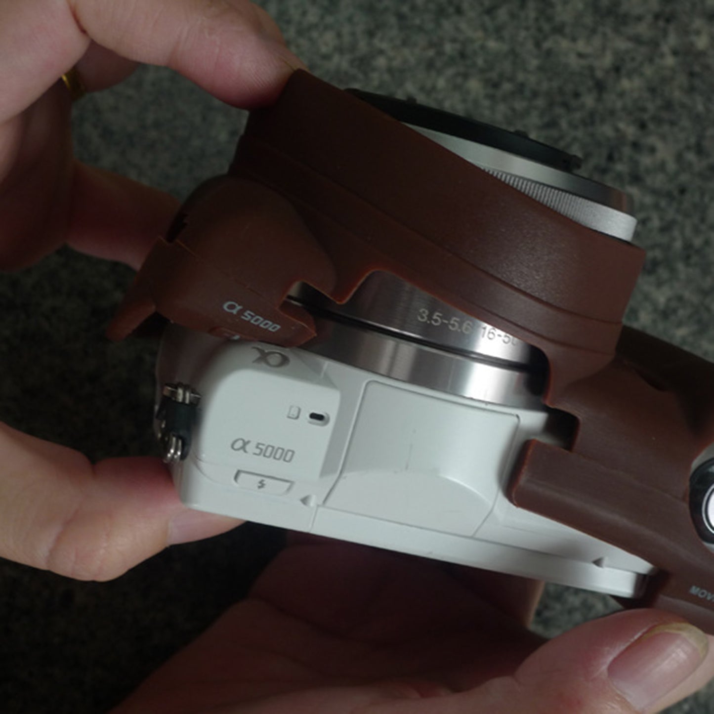 Soft Silicone Cover Protective Camera Shell for Sony A5100 ILCE-5000 - Coffee