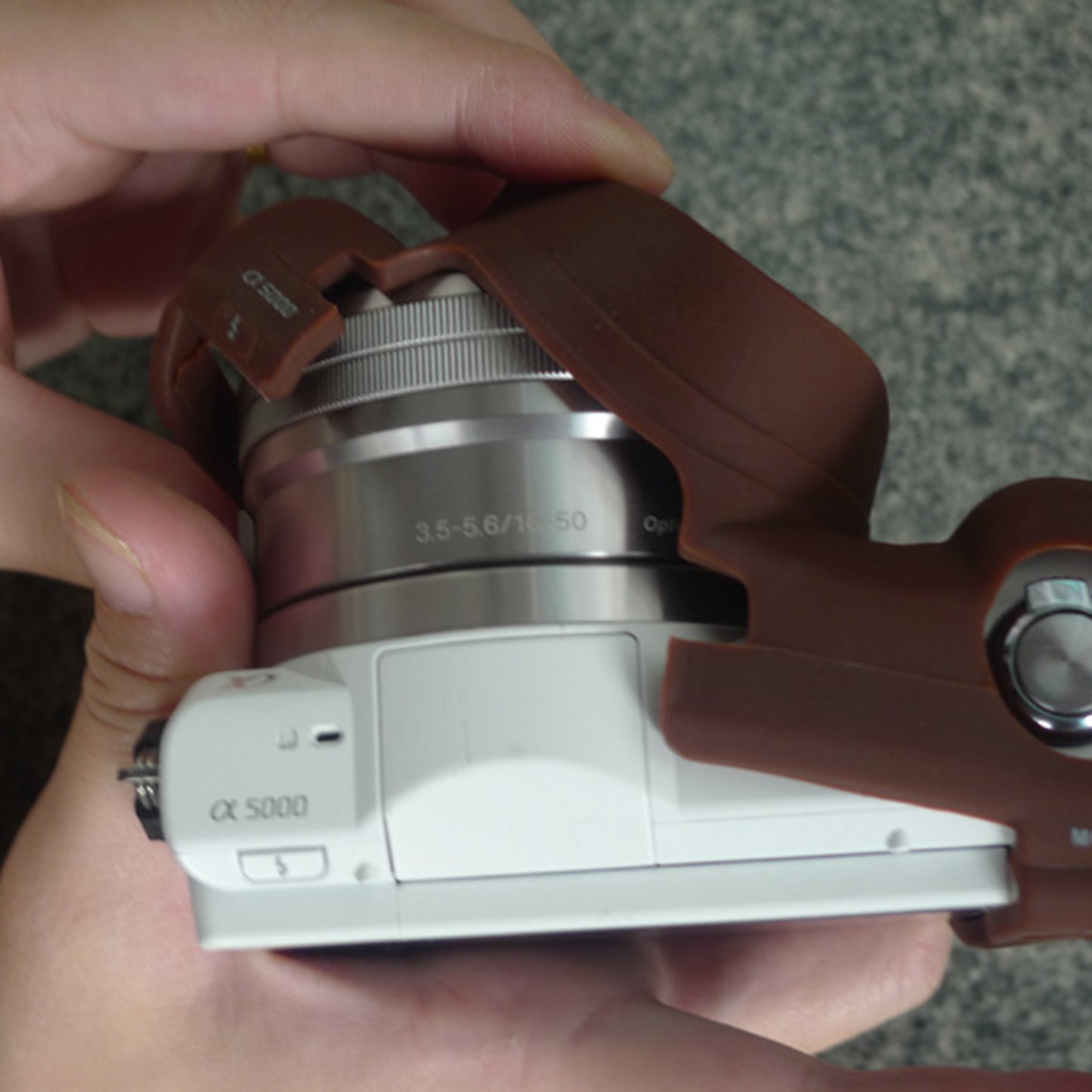 Soft Silicone Cover Protective Camera Shell for Sony A5100 ILCE-5000 - Coffee