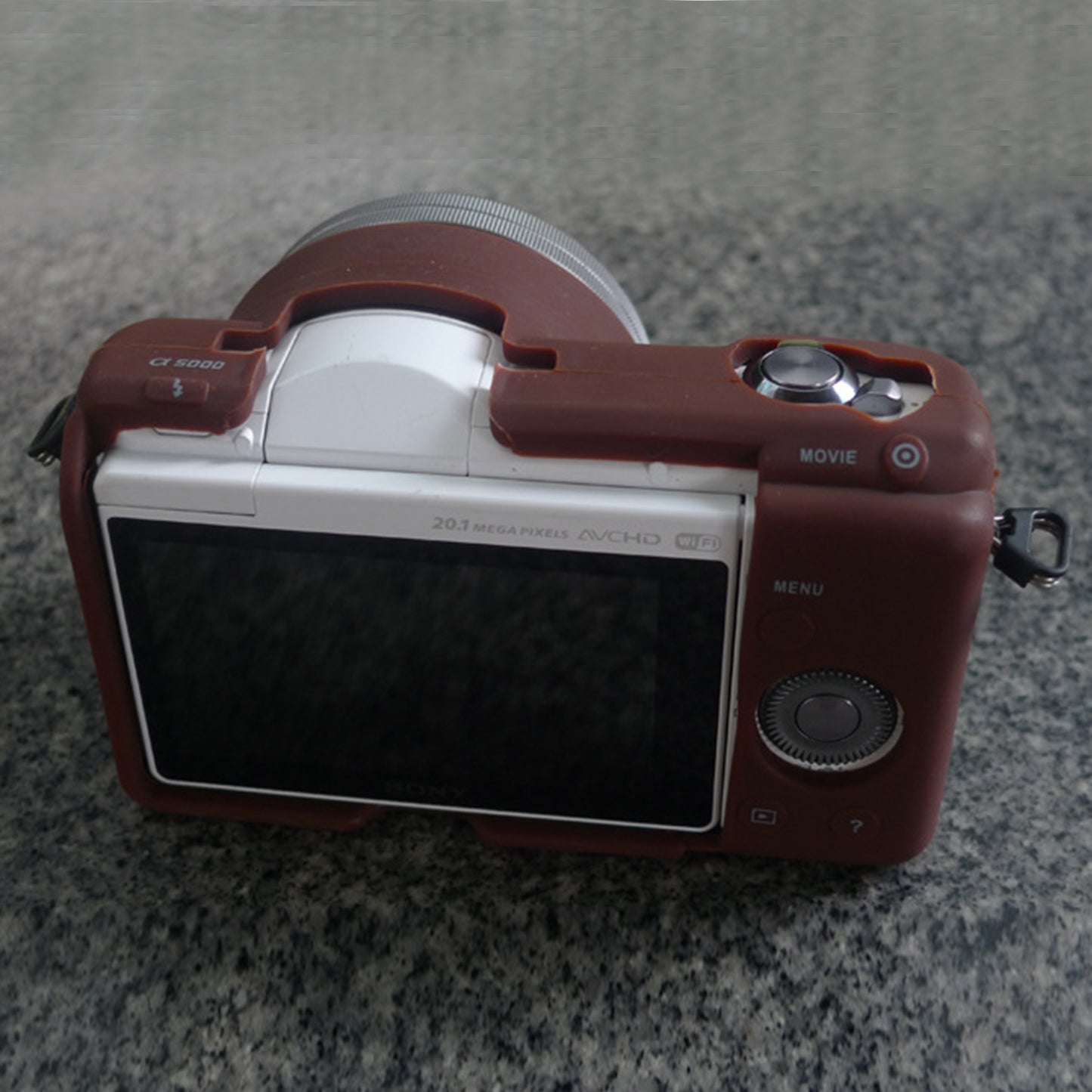 Soft Silicone Cover Protective Camera Shell for Sony A5100 ILCE-5000 - Coffee
