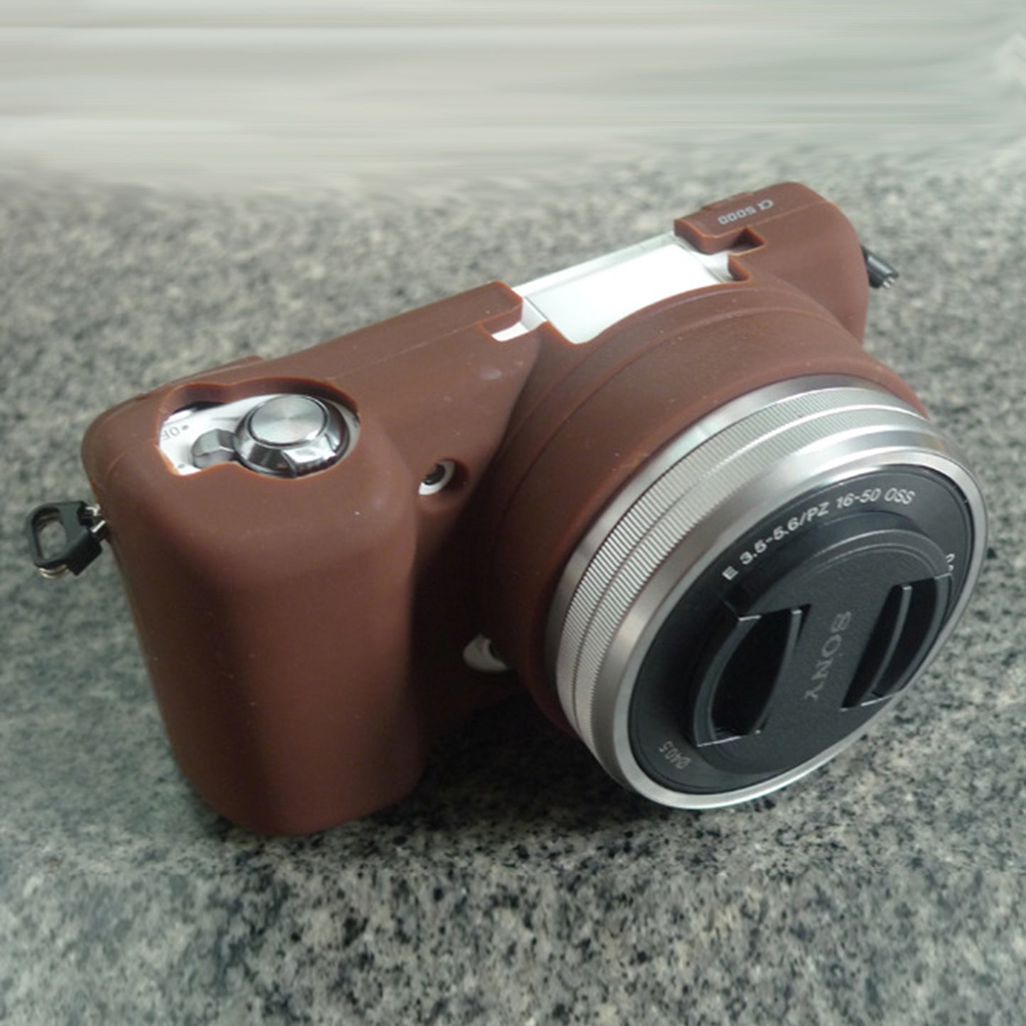 Soft Silicone Cover Protective Camera Shell for Sony A5100 ILCE-5000 - Coffee