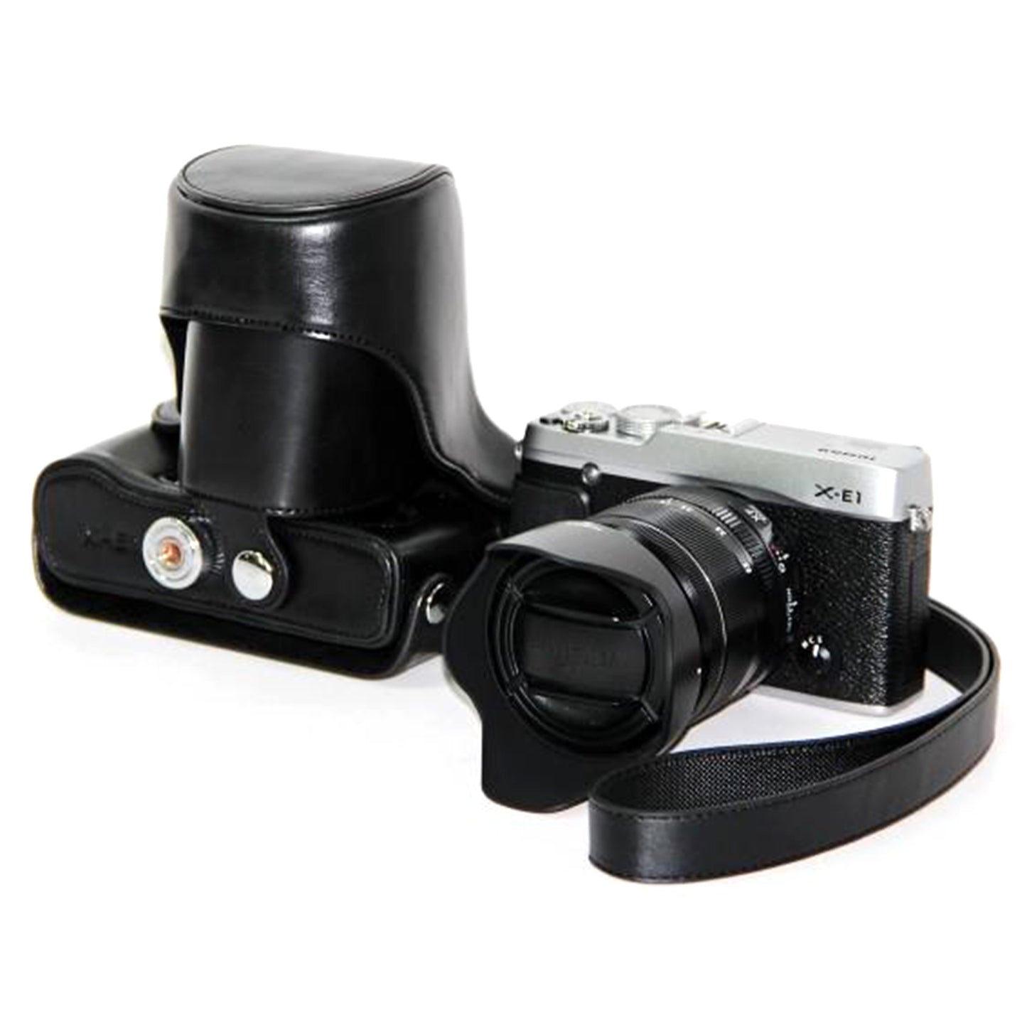 PU Leather Camera Protective Case with Shoulder Strap for Fujifilm X-E1/X-E2 - Black