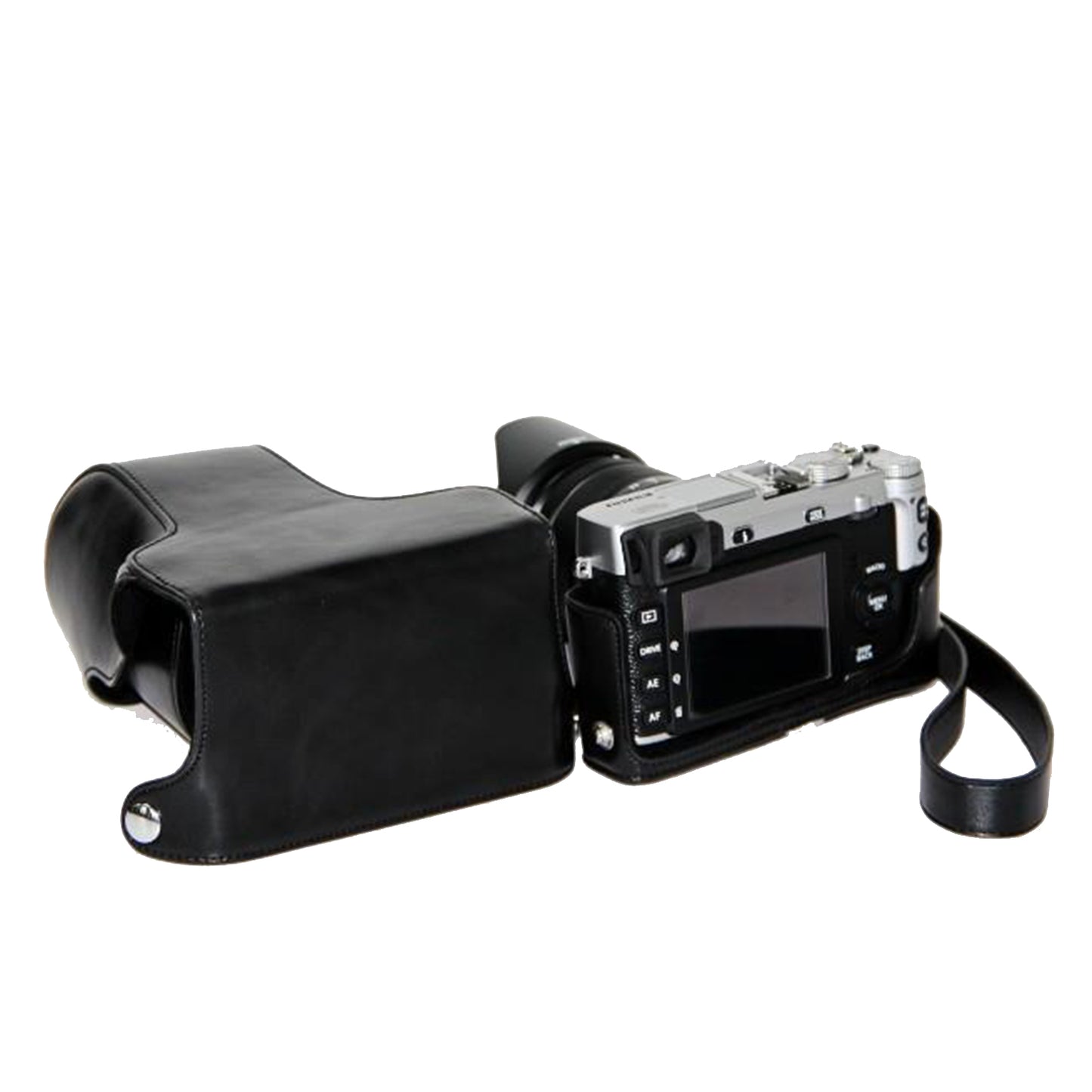 PU Leather Camera Protective Case with Shoulder Strap for Fujifilm X-E1/X-E2 - Black
