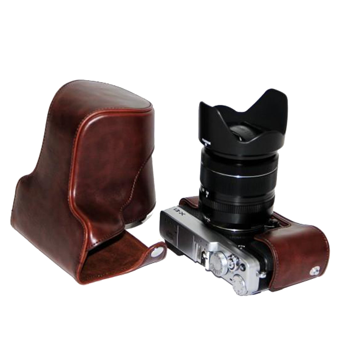 PU Leather Camera Protective Bag + Strap for Fujifilm X-E1/X-E2 - Coffee