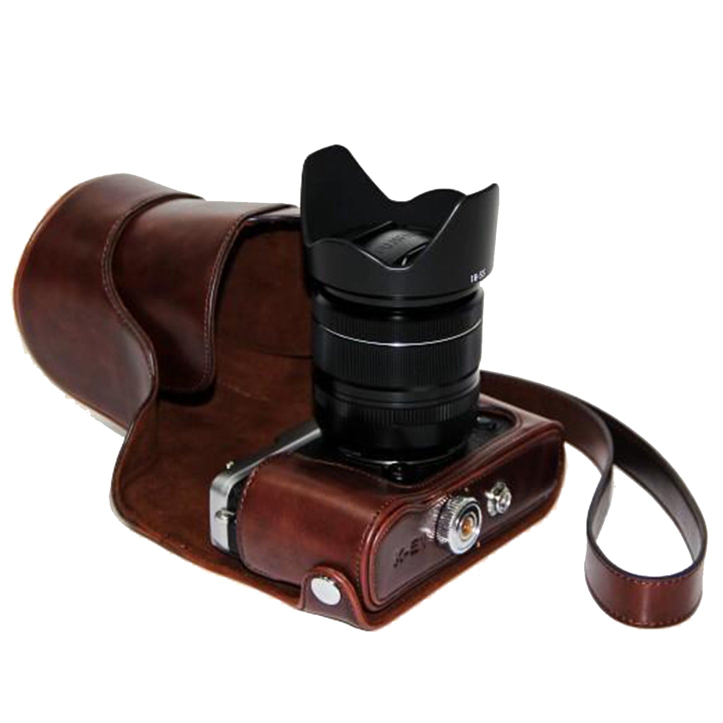 PU Leather Camera Protective Bag + Strap for Fujifilm X-E1/X-E2 - Coffee