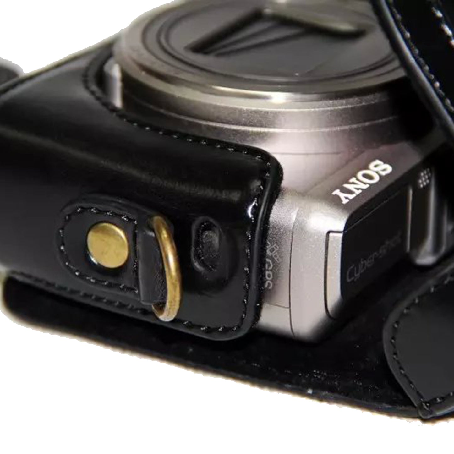 PU Leather Camera Protective Case Pouch with Shoulder Strap for Sony HX60/HX50/HX30 - Black