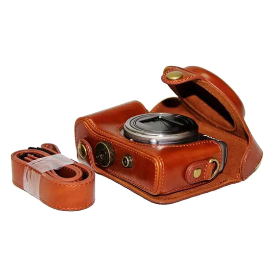 PU Leather Camera Protection Case Bag with Shoulder Strap for Sony HX60/HX50/HX30 - Brown
